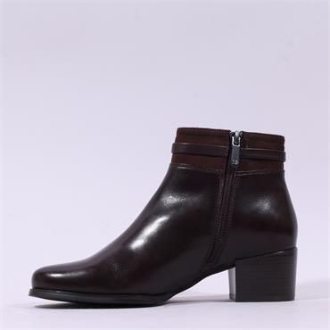 Regarde Le Ciel Ring Buckle Ankle Boot - Brown Leather